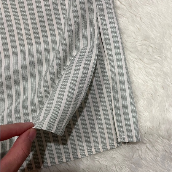 Max Studio Gray Striped Button Down Shirt - Picture 5 of 6